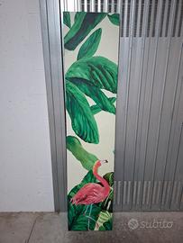 Paravento foglie e fenicotteri