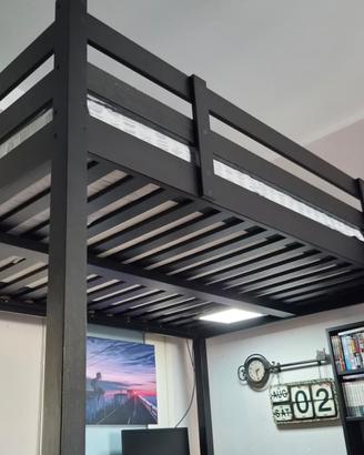 Letto a soppalco nero, 1 piazza e mezza Ikea