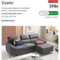 Divano letto angolare Zante mondo convenienza