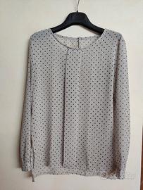Camicia/blusa manica lunga grigia a pois neri