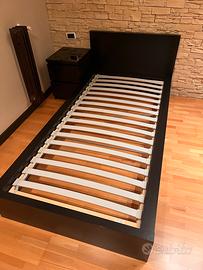 Letto sigolo Ikea Malm completo di rete e comodino