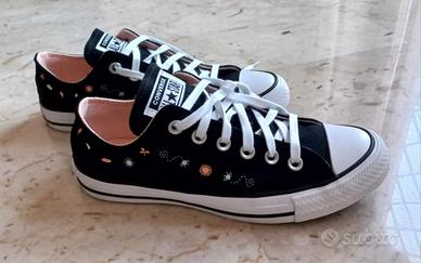 Converse nere con ricamo n. 37.5 da donna Abbigliamento e Accessori In vendita a Roma