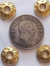 Vittorio Emanuele II 50 centesimi stemma 1863 BB+