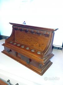 Portapipe 7 posti con 2 cassetti legno pregiato