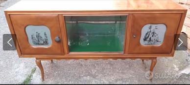 Antico Mobile con vetrini+specchiera.L170xP47xH92