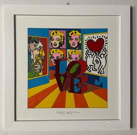 Quadro Serigrafia U. Nespolo 40x40 love overload
