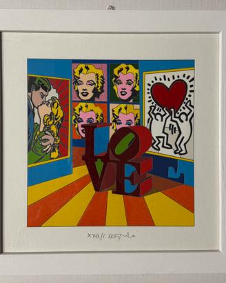 Quadro Serigrafia U. Nespolo 40x40 love overload