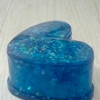 Scatola Portagioie Cuore in Resina Blu- Glitter 