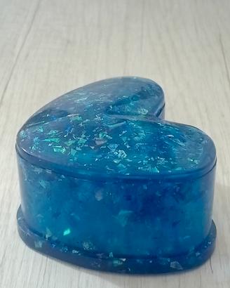 Scatola Portagioie Cuore in Resina Blu- Glitter 