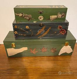 Scatole legno dipinte e ornate a mano