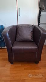 Poltrona ecopelle marrone