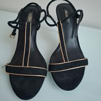 Sandalo velluto nero/oro