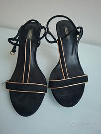 Sandalo velluto nero/oro