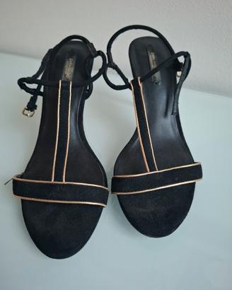 Sandalo velluto nero/oro