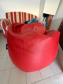 Pouf a sacco originale in ecopelle rossa