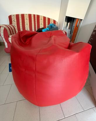 Pouf a sacco originale in ecopelle rossa