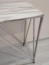 consolle vetro effetto marmo e acciaio