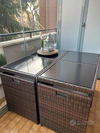 Tavolo da balcone e giardino, rattan