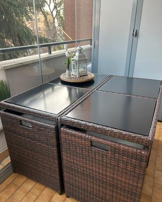 Tavolo da balcone e giardino, rattan