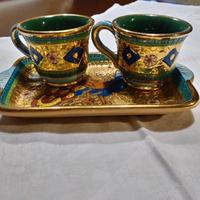 Set di Due Tazze da Caffè con Vassoio