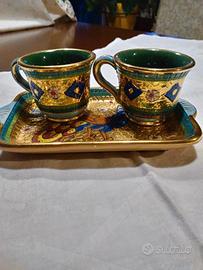 Set di Due Tazze da Caffè con Vassoio
