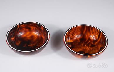 Coppia ciotole in lucite tartarugata anni ’60 MCM