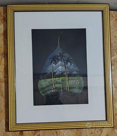 4 Quadri foglie dipinte