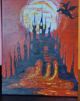 dipinto .paesaggio infernale