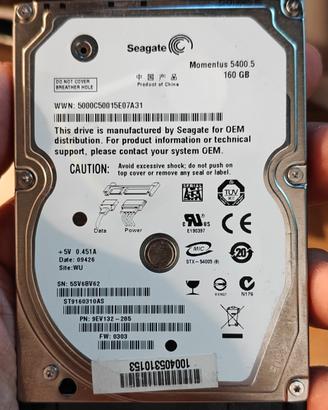 Hard disk Seagate 160 gb da 2.5"