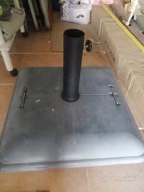 ombrellone color panna3x2m. con base in cemento 