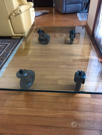 Tavolo in cristallo con ruote