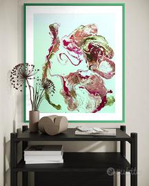 Quadro astratto verde menta - fatto a mano