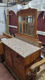 Specchiera Antica in Legno Intagliato Liberty