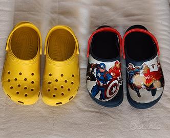 Crocs Avengers e Crocs gialle
