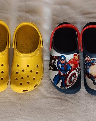 Crocs Avengers e Crocs gialle