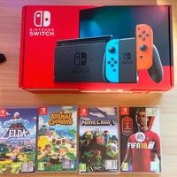 NINTENDO SWITCH  BLU/ROSSO CON GIOCHI