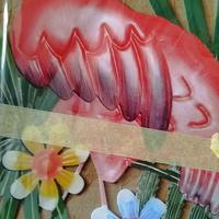 decorazione in metallo fenicottero tropicale 