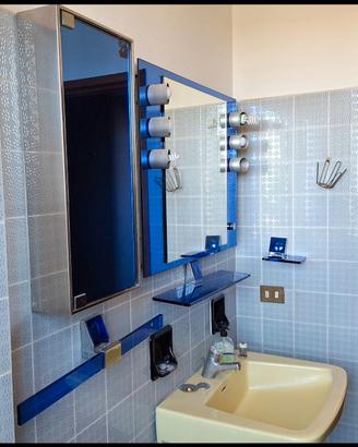 Raro Set Bagno VECA '70 Cristallo Blu Space Age