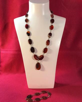 collana con bracciale in pietra corniola