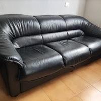 DIVANO NERO IN VERA PELLE