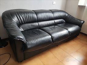 DIVANO NERO IN VERA PELLE