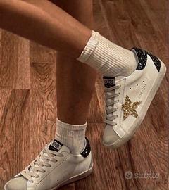 Golden Goose 42 superstar buanche nere glitter oro