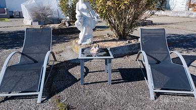 COPPIA DI SDRAIO CON TAVOLINO per esterni