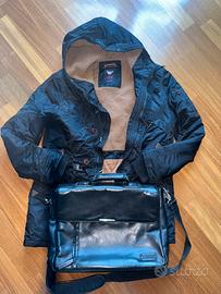 Parka e borsa pelle uomo