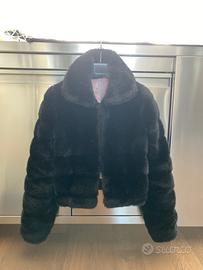 Pelliccia nera ecologica donna