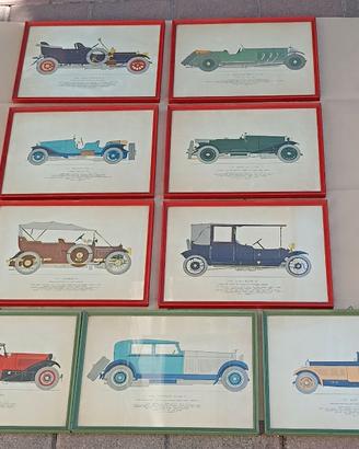 Lotto 9 quadretti  vintage Auto d'Epoca
