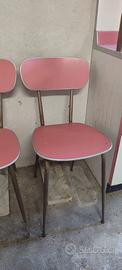 4 Sedie in metallo e formica rosa, anni '50


