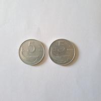 5 Lire - 1989 con Errore di Conio