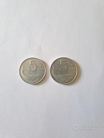 5 Lire - 1989 con Errore di Conio