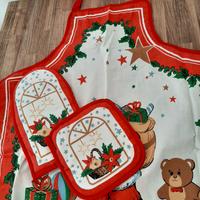 Presina, guanto e grembiule natalizi. Nuovi.